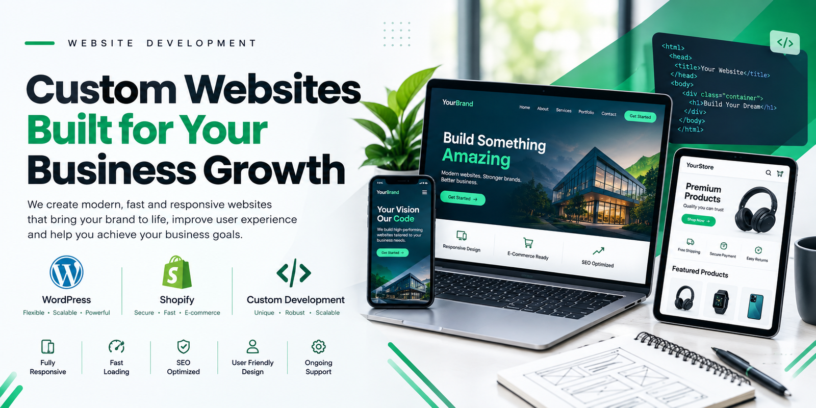 Modern Web Development Growth Banner